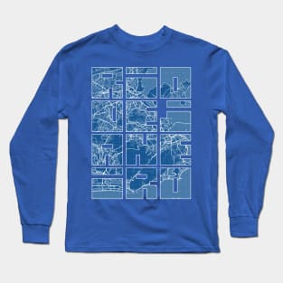 Rio de Janeiro, Brazil City Map Typography - Blueprint Long Sleeve T-Shirt
